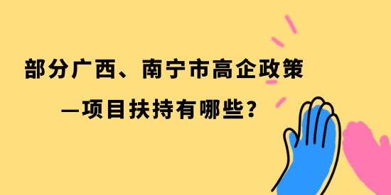 廣西、南寧市高企政策項目扶持有哪些,